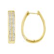 1 CTW Diamond Hoop Earrings in 10KT Yellow Gold Plated Sterling Silver For Sale