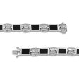 1 10 CTW Diamond and Black Onyx Link 8.5-inch Bracelet in Rhodium Plated Sterling Silver For Discount