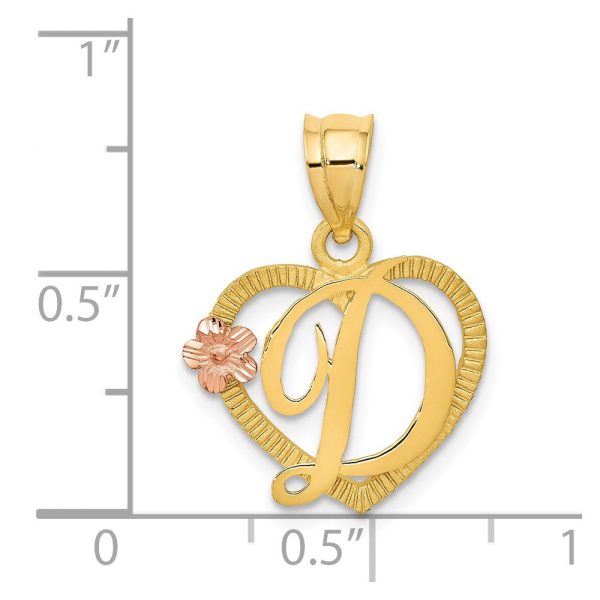 14k Two-Tone Initial D in Heart Charm Online Sale