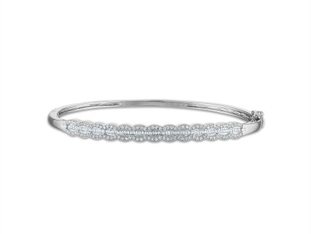 1 2 CTW Diamond Bangle Round & Baguette Bracelet in Sterling Silver For Cheap