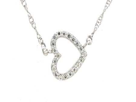 1 10 CTW Diamond Heart Sideway Necklace in Sterling Silver on Sale