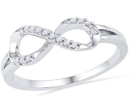 1 10 CTW Diamond Infinity Ring in Sterling Silver For Discount