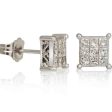 1 2 CTW Diamond Cluster Stud Earrings in 14KT White Gold For Sale