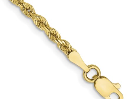 10KT Yellow Gold 8-inch 2.5MM Lobster Clasp Diamond-cut Rope Bracelet Online