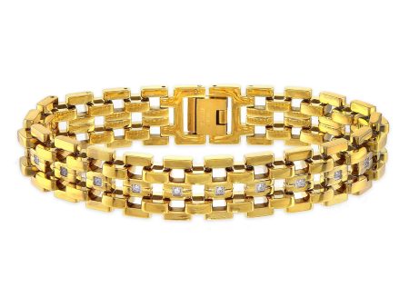 Yellow Stainless Steel Cubic Zirconia 8.5-inch 16MM Bracelet Online