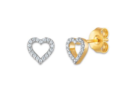 1 20 CTW Diamond Stud Heart Outline Earrings in 10KT Yellow Gold Online