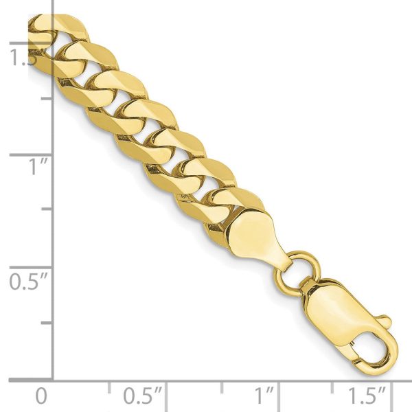 10KT Yellow Gold 9-inch 6.75MM Flat Beveled Curb Bracelet Discount