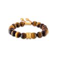 Yellow Stainless Steel 10MM Tiger Eye Bolo Bracelet For Sale