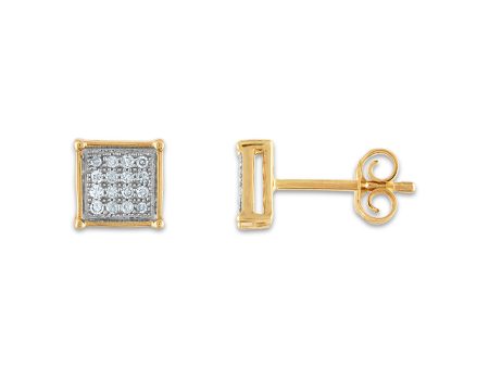 1 10 CTW Diamond Cluster Stud Earrings in 10KT Yellow Gold Online Hot Sale