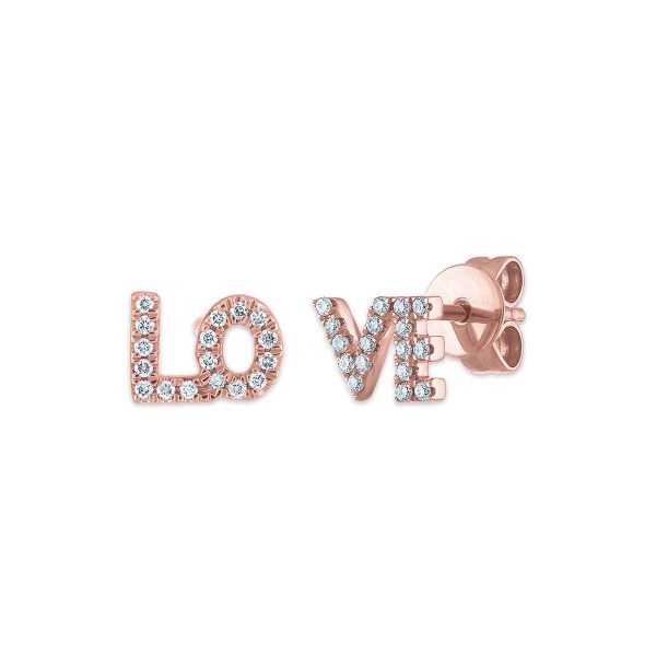 1 10 CTW Diamond LOVE Earrings in 10KT Rose Gold Fashion