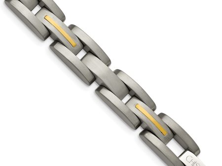 Titanium with 14k Yellow Inlay Accent Bracelet Discount