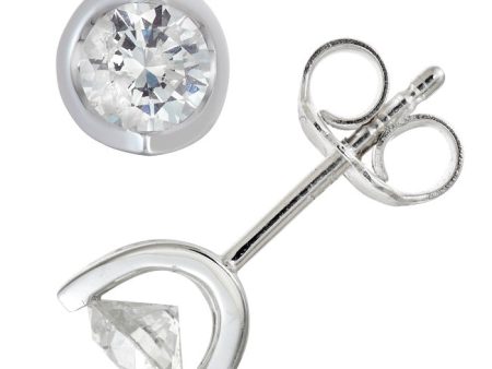 1 CTW Diamond Solitaire Stud Tension Set Earrings in 14KT White Gold Cheap