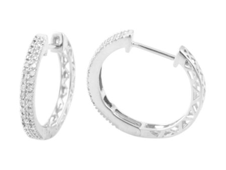 1 10 CTW Diamond Hoop Earrings in 10KT White Gold Cheap