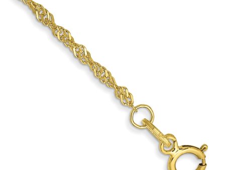 10KT Yellow Gold 7-inch 1.4MM Singapore Bracelet Fashion